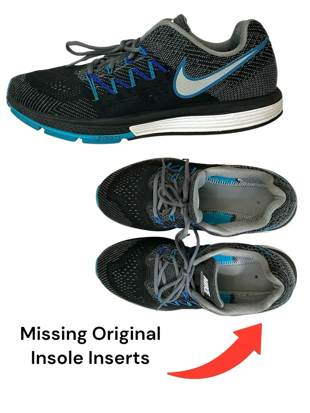 Nike Air Zoom Vomero Running Shoe Cross Training Mesh Gray Black Men’s US 9.5